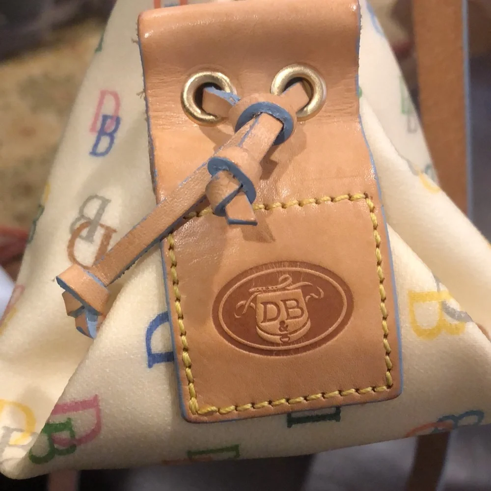 DOONEY & BOURKE Rainbow Zipper Monogram Logo Leather Tote Crossbody Shoulder Bag